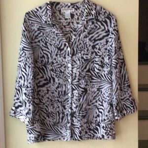 Blouse Cathy Daniels 3/4 sleeves button front LRG